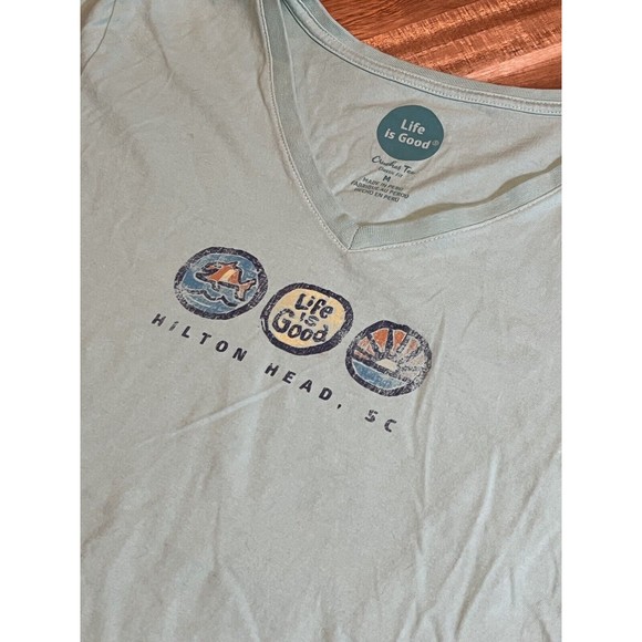 Life Is Good Medium Crusher V Neck Tee Hilton Head Island, SC - Picture 1 of 6